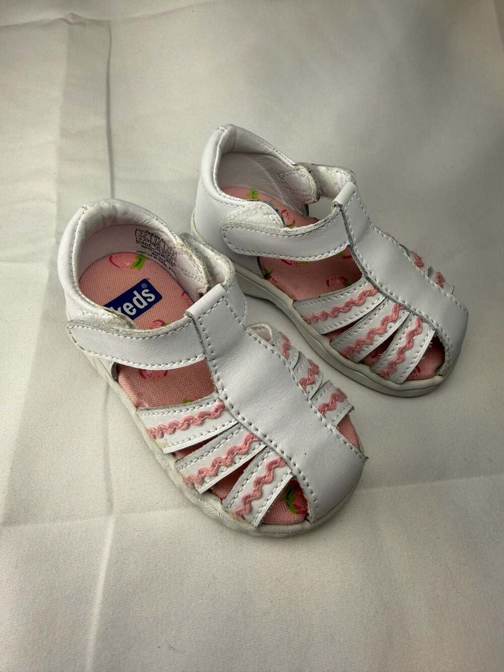 Keds Suzy White Toddler Girls Leather Fisherman Sandals Size 4M